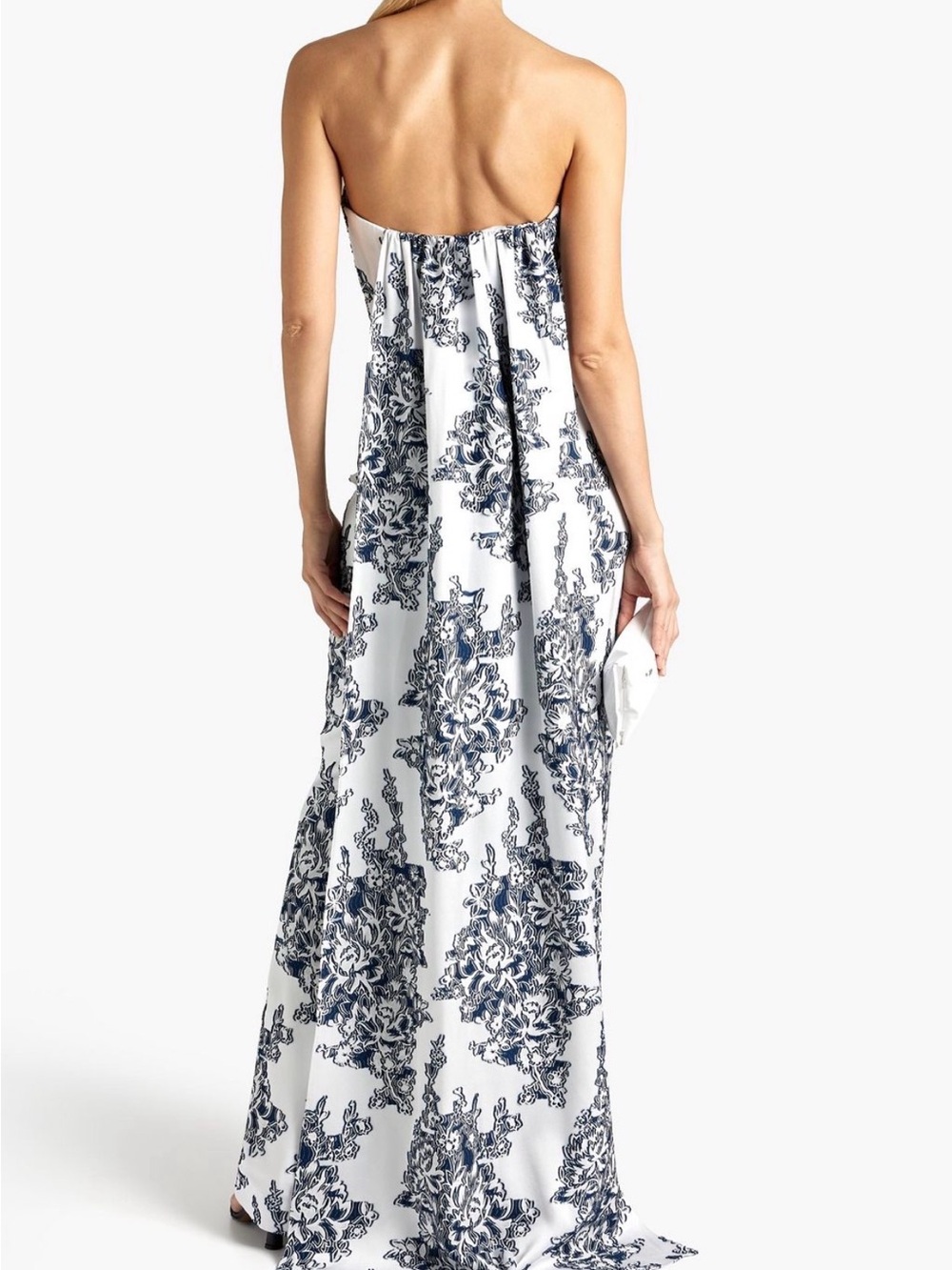 Oscar de la Renta Strapless draped flocked jacquard gown - Picture 2 of 10